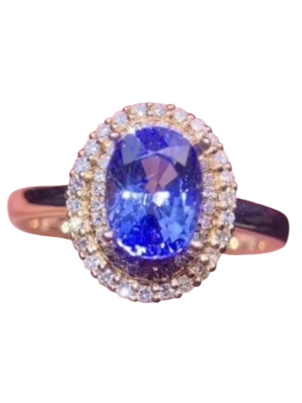 Blue Rose Goldtone Gemstone Ring